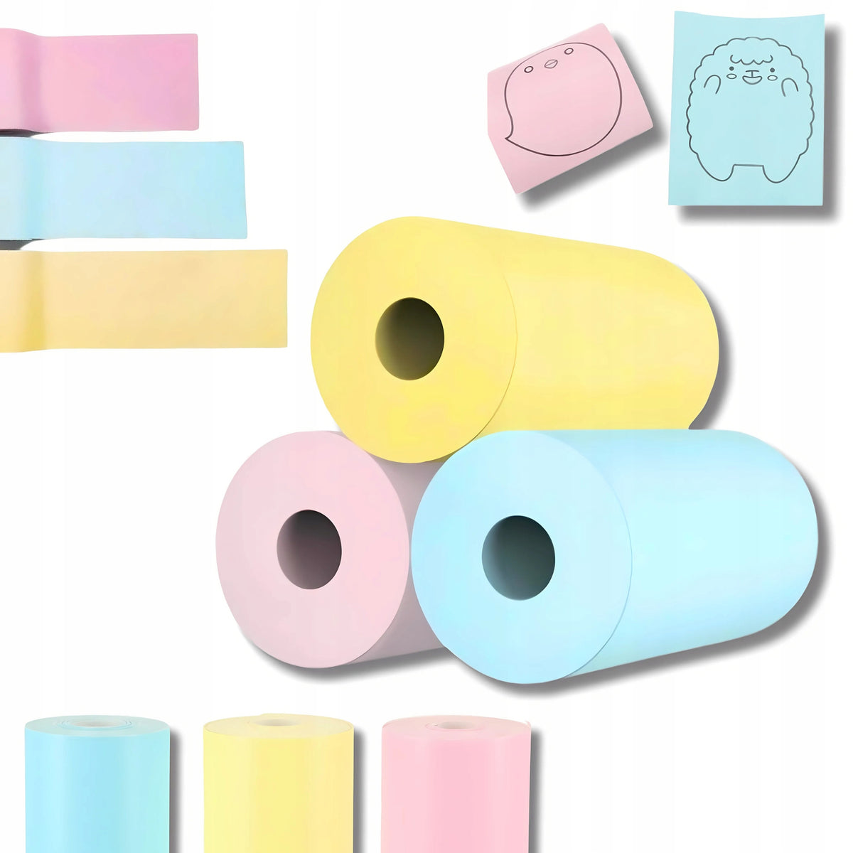 3 PCS COLORED CAMERA THERMAL PRINTER ROLLS PRINT PAPER CARTRIDGES
