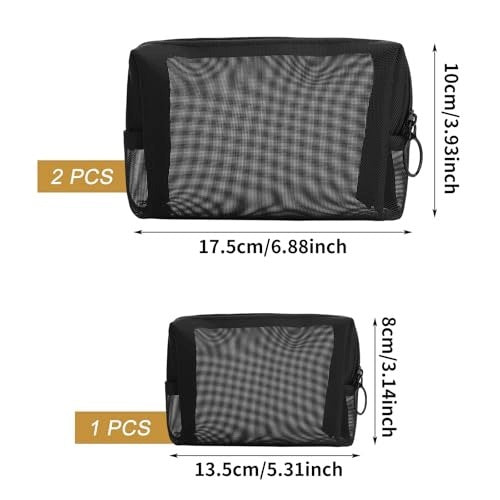 3 PIECES MINI COSMETIC BAG WITH ZIPPER CLOSURE FOR ORGANIZATION Color multicolor