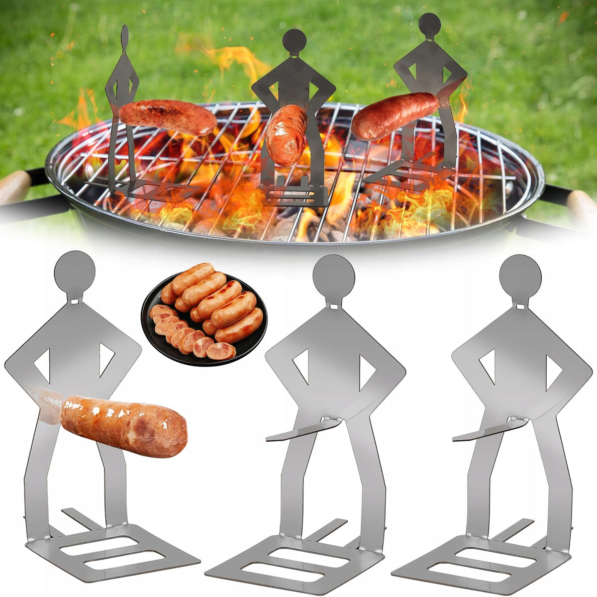 3 Pcs Fun BBQ Grill Stands Accessories Gift Portable Multicolor