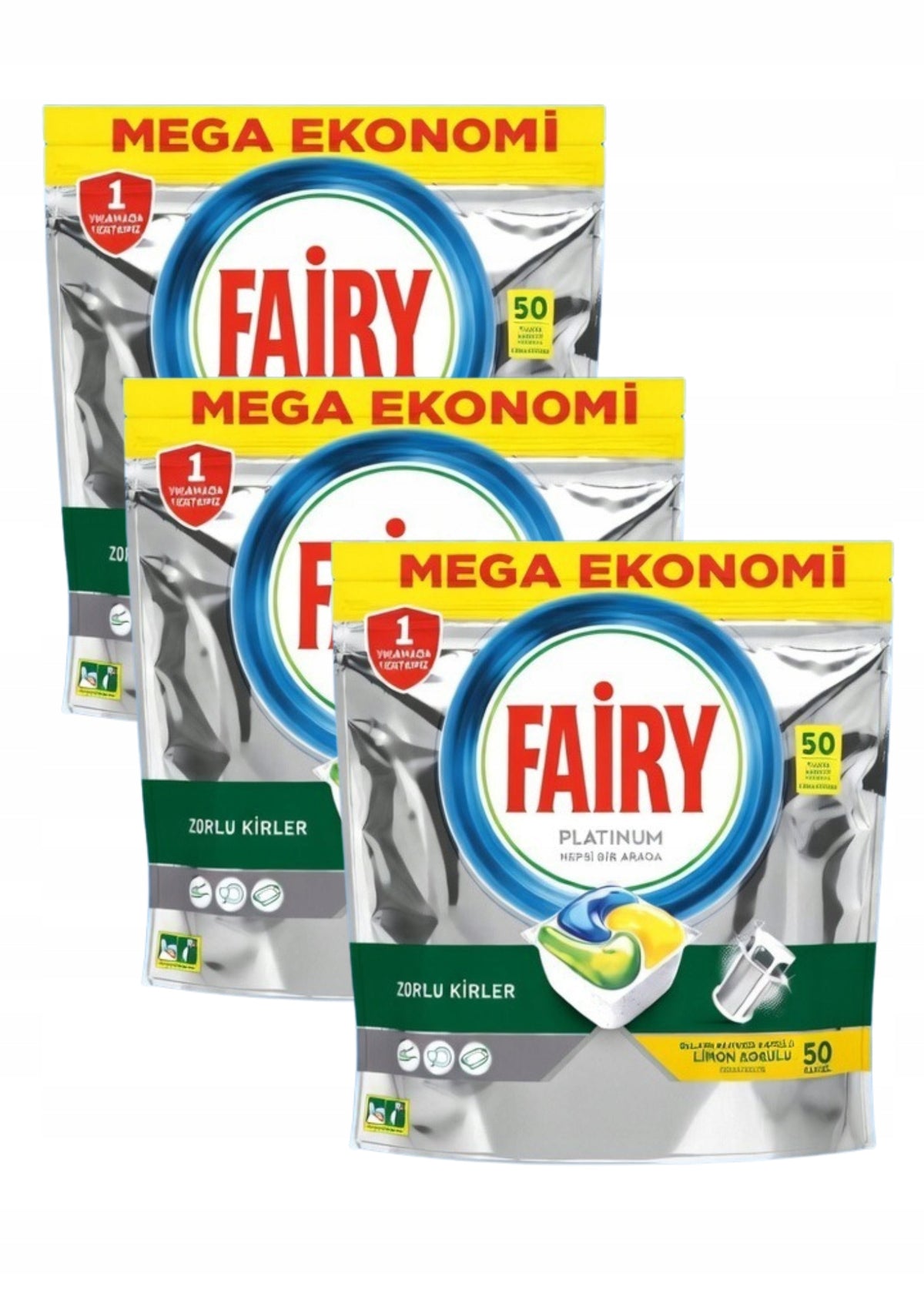 3 x Fairy Platinum Lemon Dishwasher Capsules All In One 50pcs