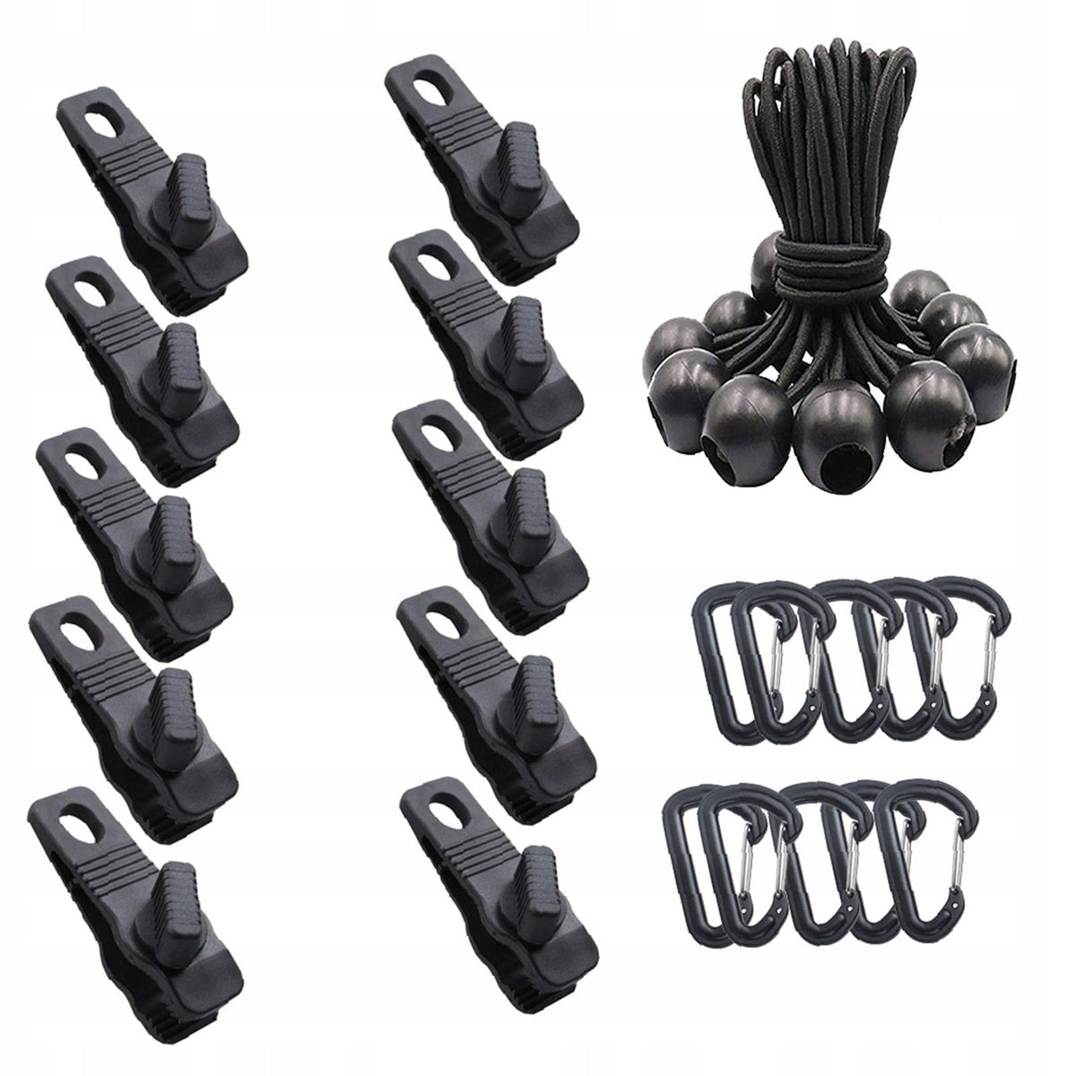 30Pcs/Set Tarp Clips Carabiner Cords Support Tent Shelter Clamp Style E