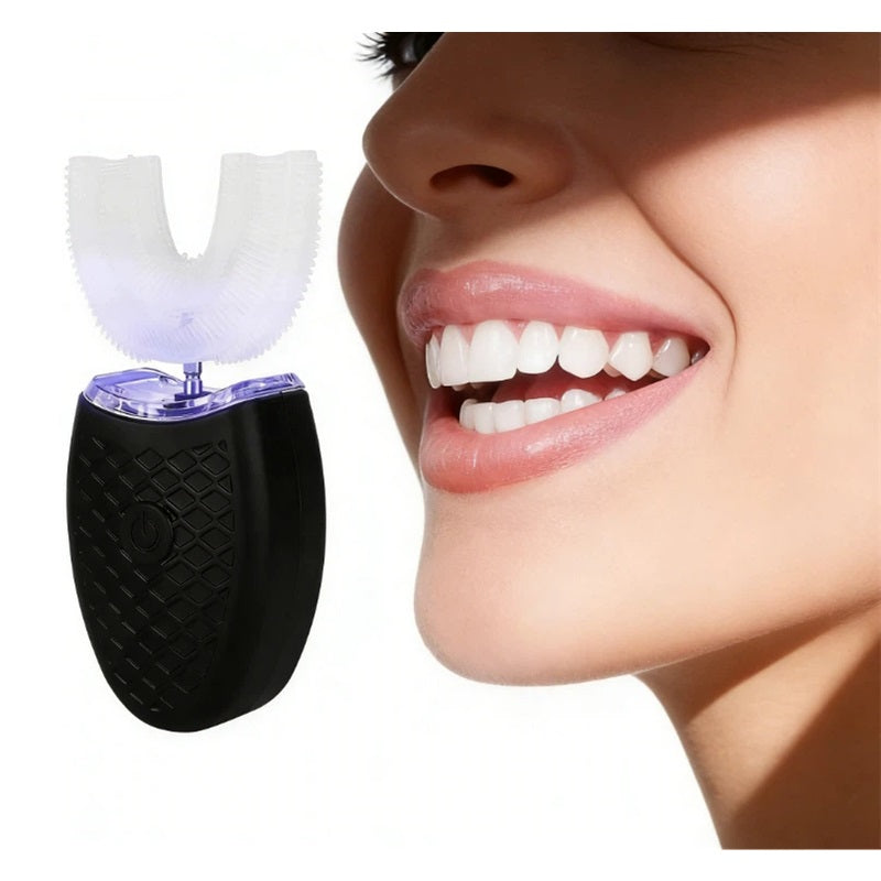 360° Ultrasonic Black Toothbrush – U-shaped, Deeper Cleaning