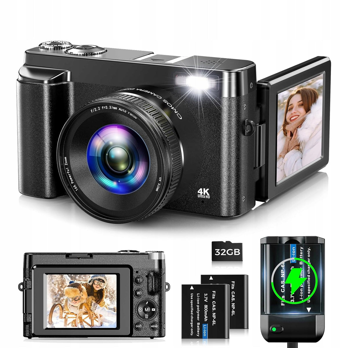 3648*2048P MINI KIDS DIGITAL HD CAMERA FOR HOME USE WITH ACCESSORIES