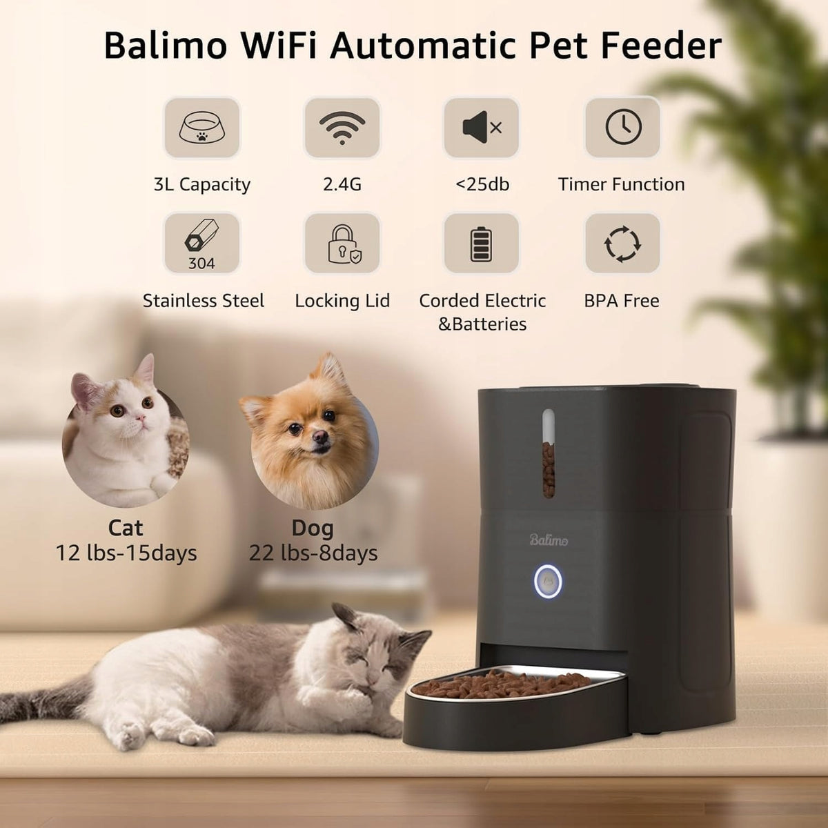 3L WIFI AUTOMATIC CAT FEEDER WITH APP Packaging status original