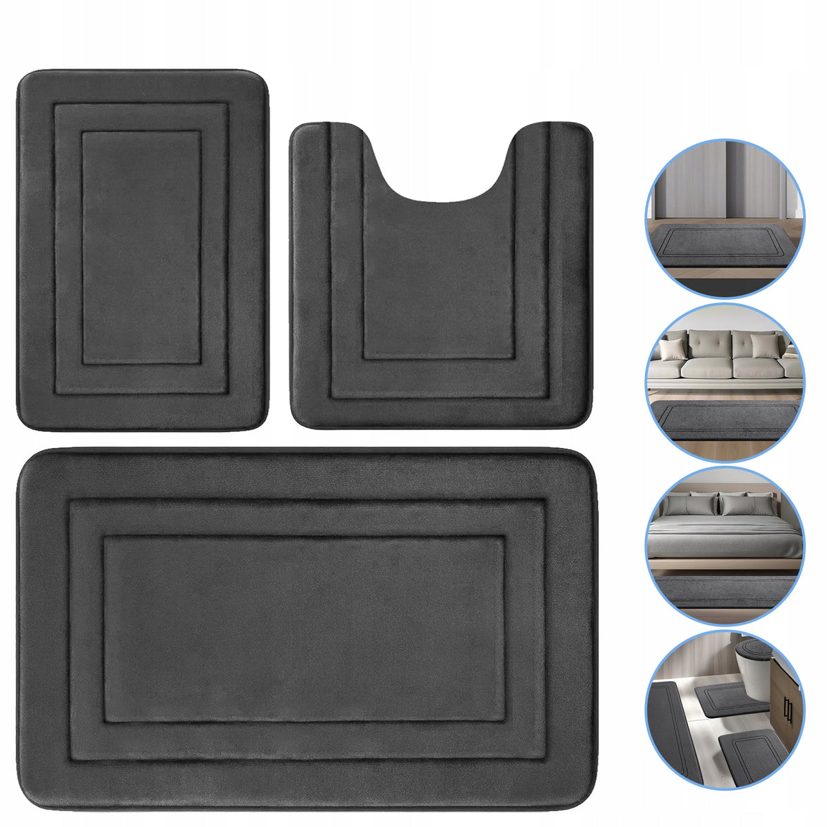 3pcs Bathroom Rugs SET NON-SLIP Mega Soft Thickness Manufacturer code PPYT