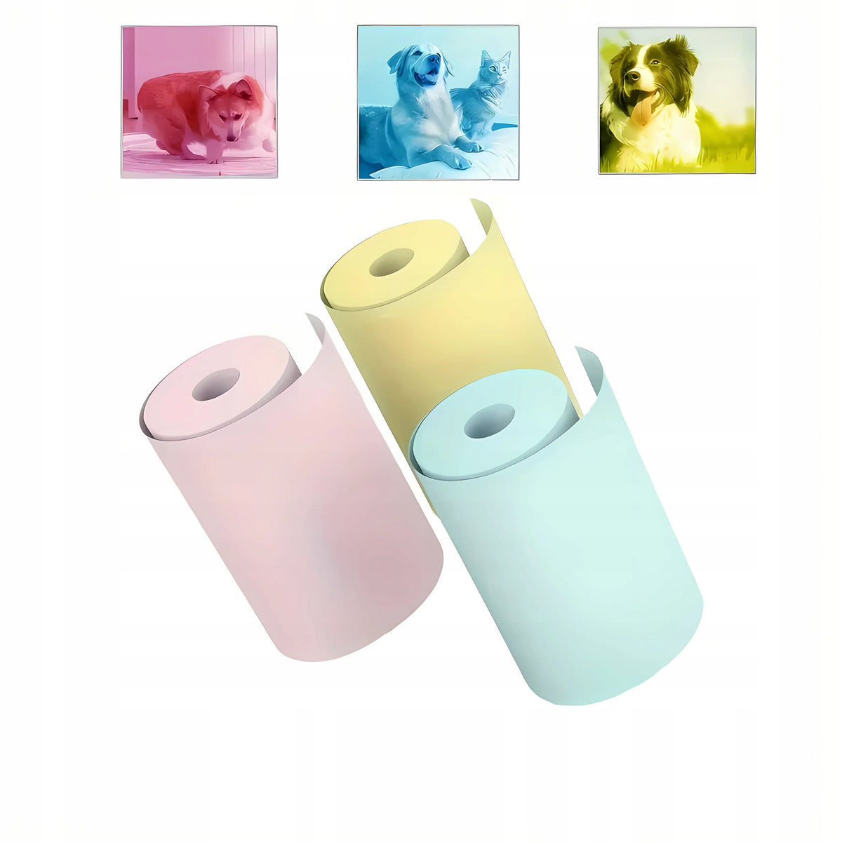 3x COLOR PAPER COLORFUL ROLLS FOR THERMAL PRINTER CAMERA PRINTER Manufacturer code 3 x KOLOROWE ROLKI WKŁADY DO MINI DRUKAREK