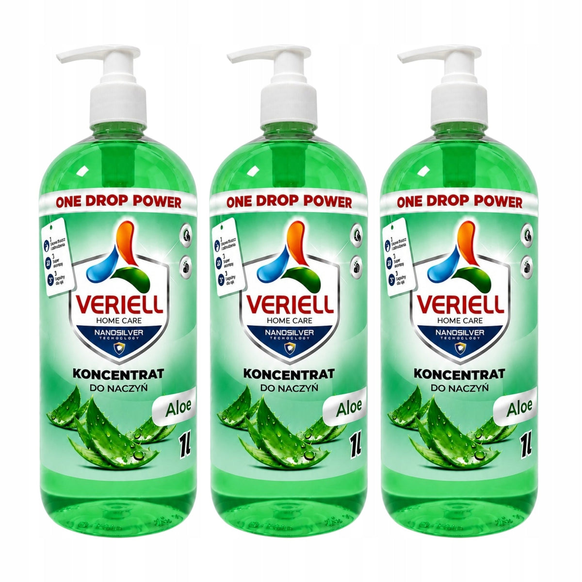 3x DISHWASHING LIQUID VERIELL ALOES 1000 ML CONCENTRATE