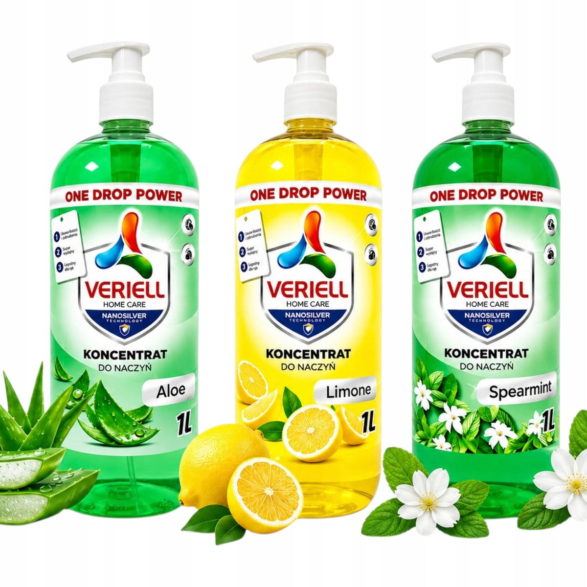 3x DISHWASHING LIQUID VERIELL MINT 1000 ML SPEARMINT CONCENTRATE Brand VERIELL