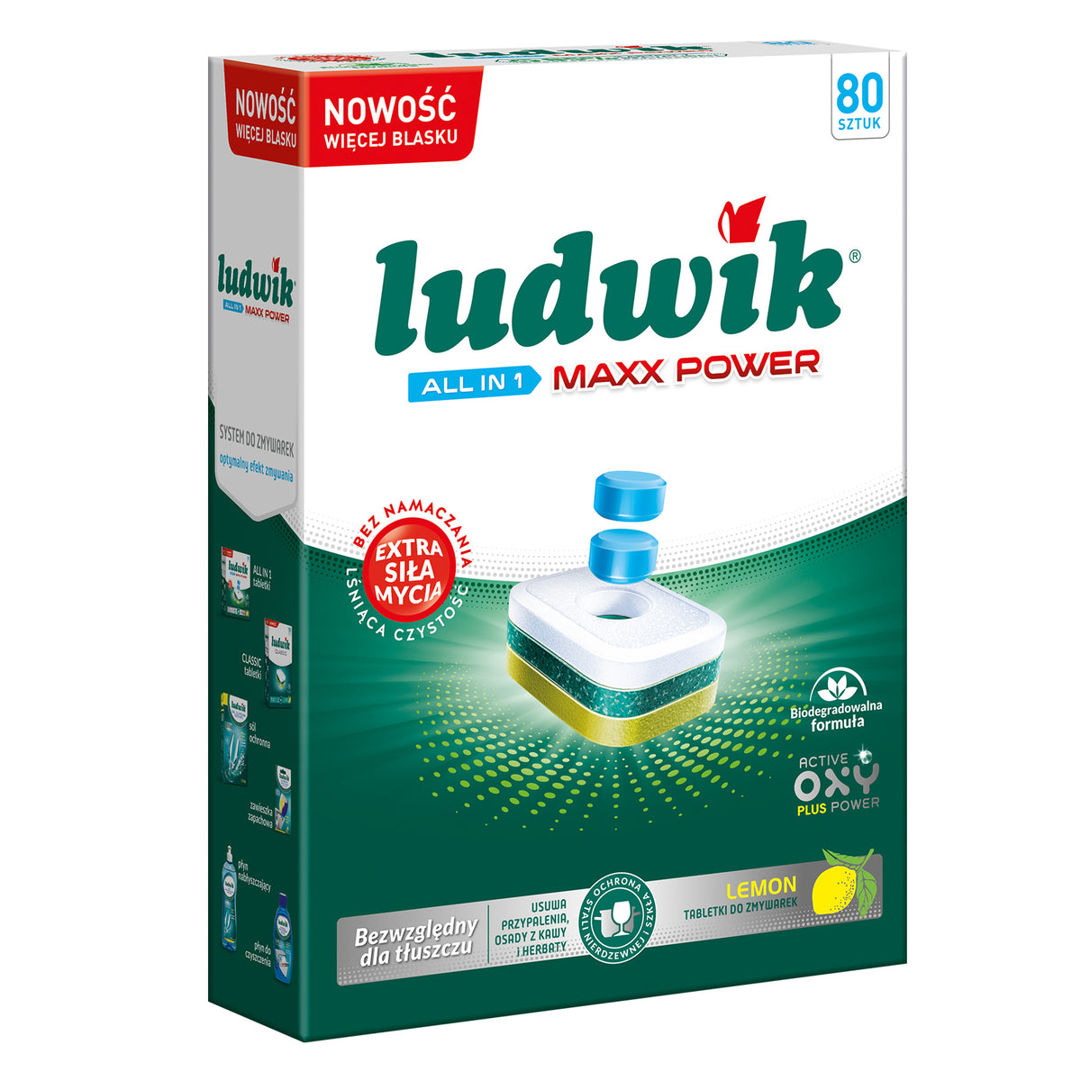3x Ludwik All in One Max Power Lemon Dishwasher Tablets 80 Pack