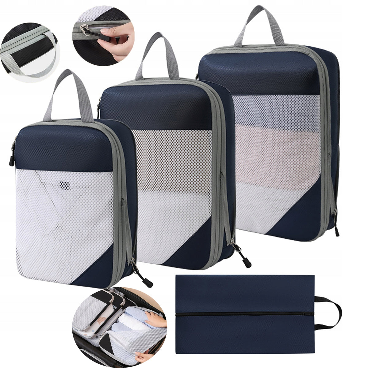 4-PIECE COMPRESSION CUBE SET FOR PACKING ELEGANT