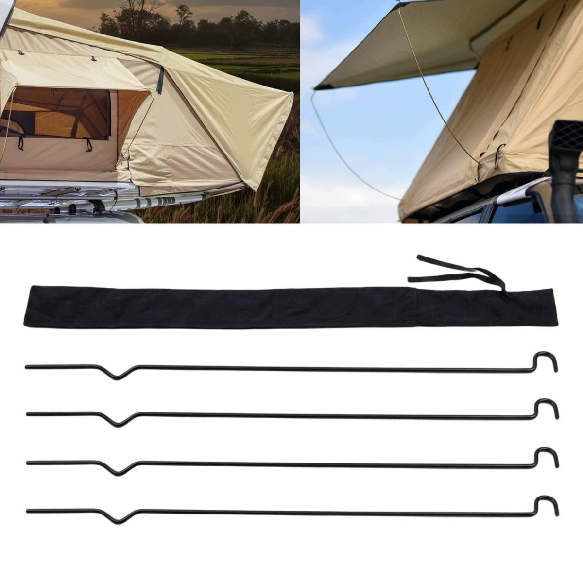 4 Pieces Replacement Rooftop Tent Window Support Rod for Length 106cm
