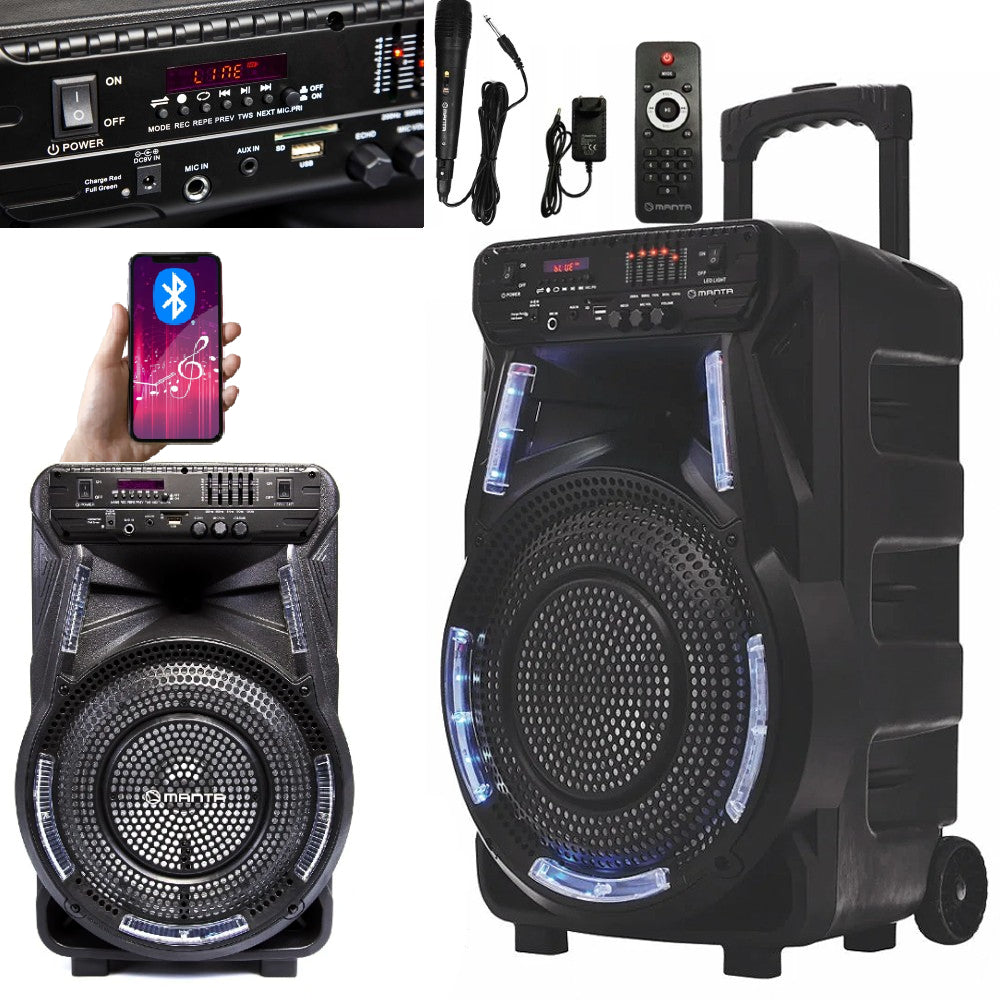 40W RMS BLUETOOTH KARAOKE PARTY SPEAKER WITH MICROPHONE LED REMOTE CONTROL