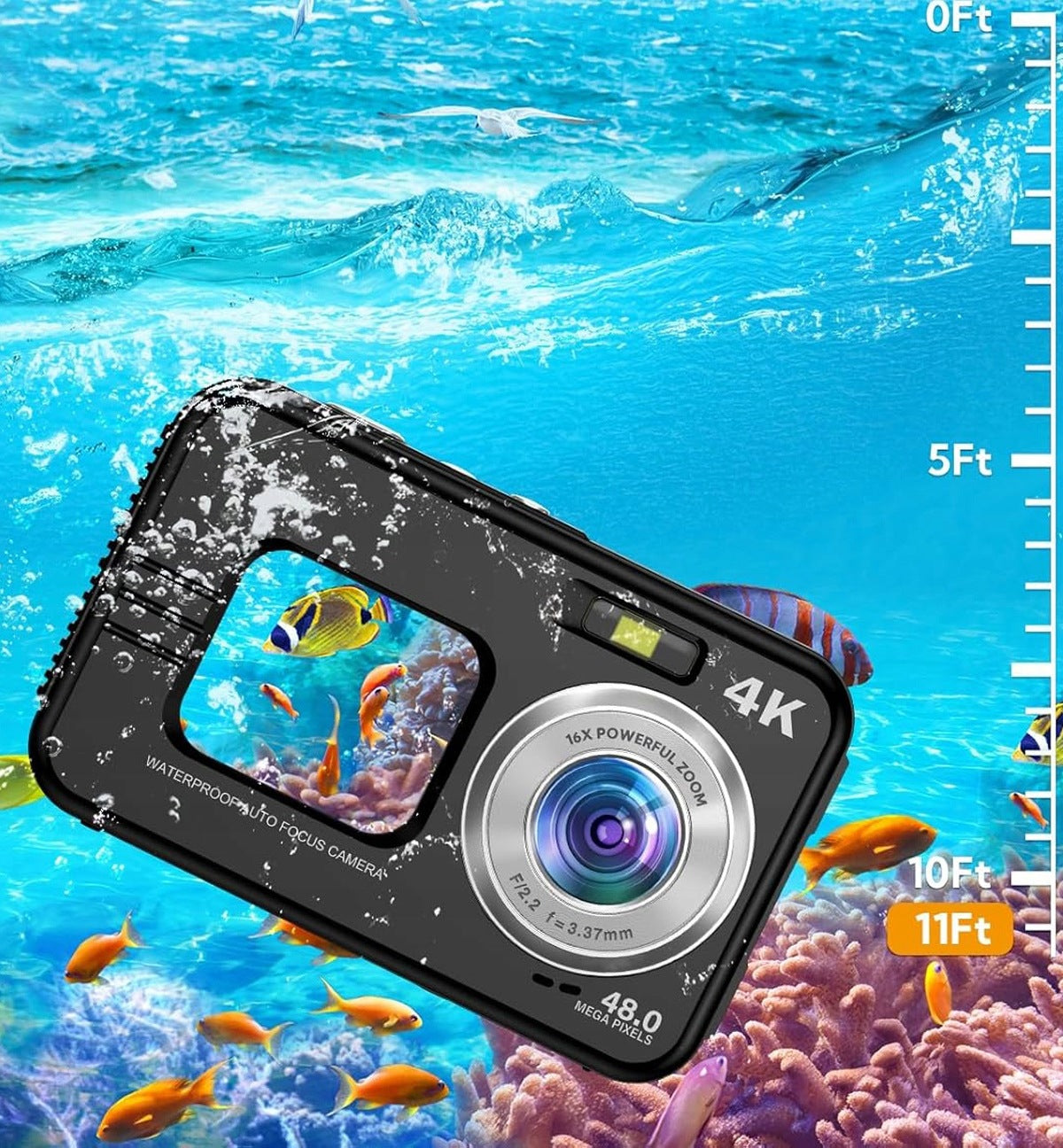 48MP 4K Water Resistant Sports Camera Dual Screen Recording Packaging status original