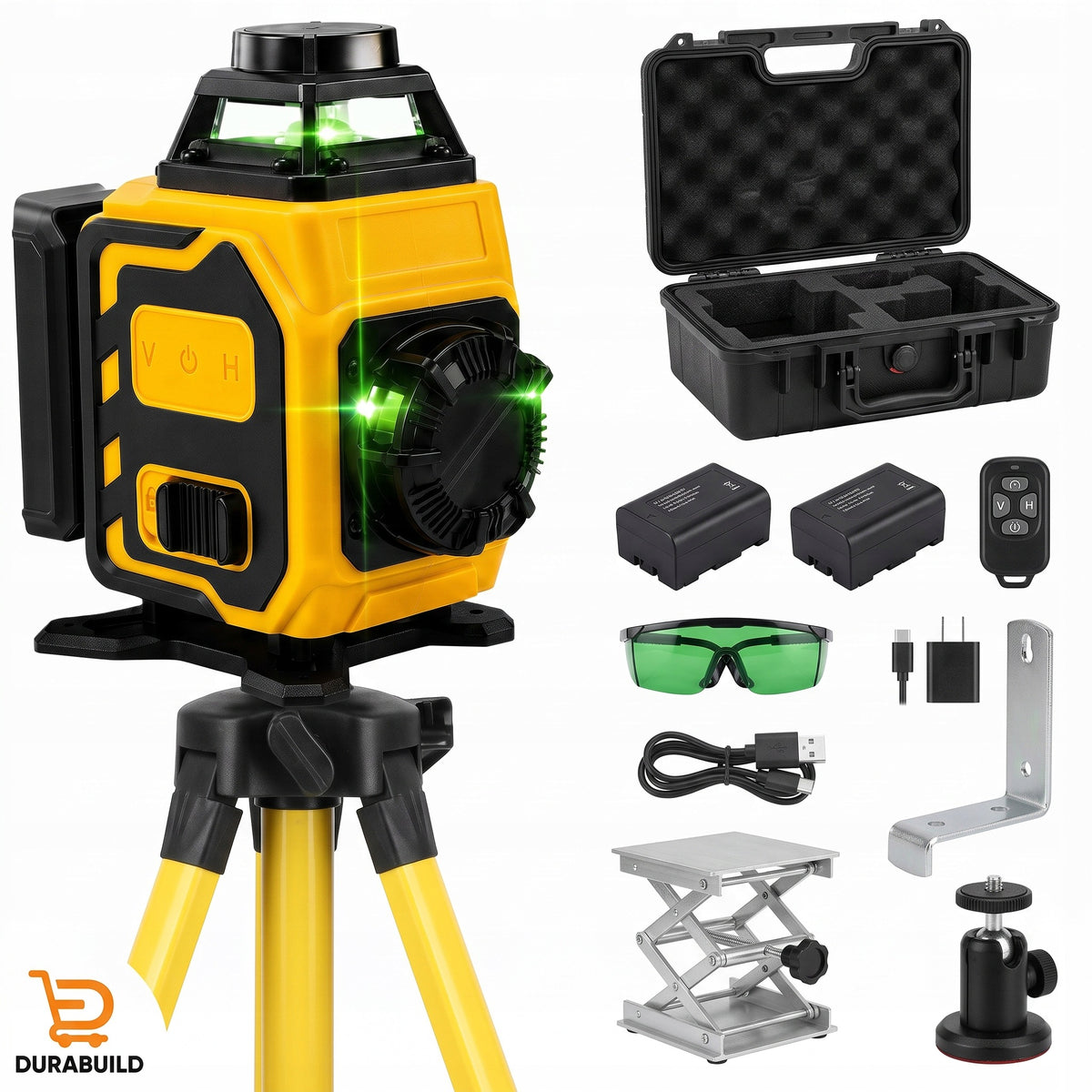 4D 360 LEVEL LASER POZIIOMICA WITH TRIPOD 16 LINES CROSS GREEN