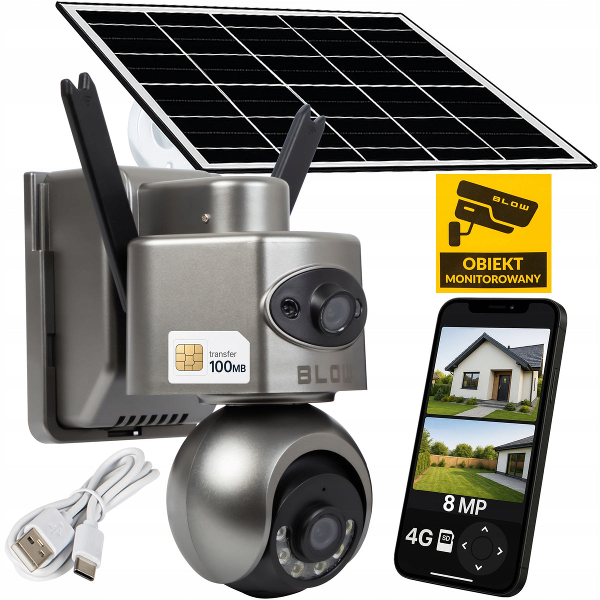 4G LTE CAMERA FOR SIM SOLAR 8MP 2 PTZ LENSES SMART WIRELESS IP66