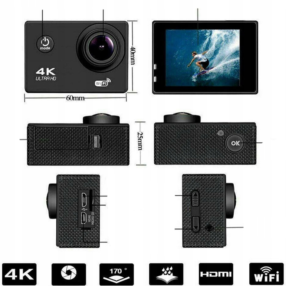 4K 30FPS Action Camera, 20MP WiFi Underwater Camera, Waterproof 4K Camera Packaging status original