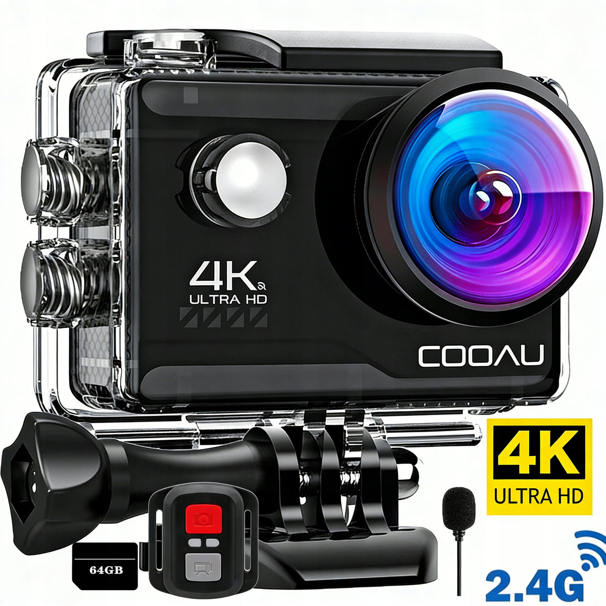 4K 60FPS Sports Camera 20MP Sports Camera with Wrist Remote Control with 64G