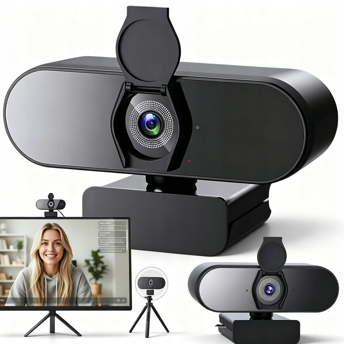 4K ULTRA HD WEBCAM 2 MICROPHONES PRIVACY COVER USB STREAMING