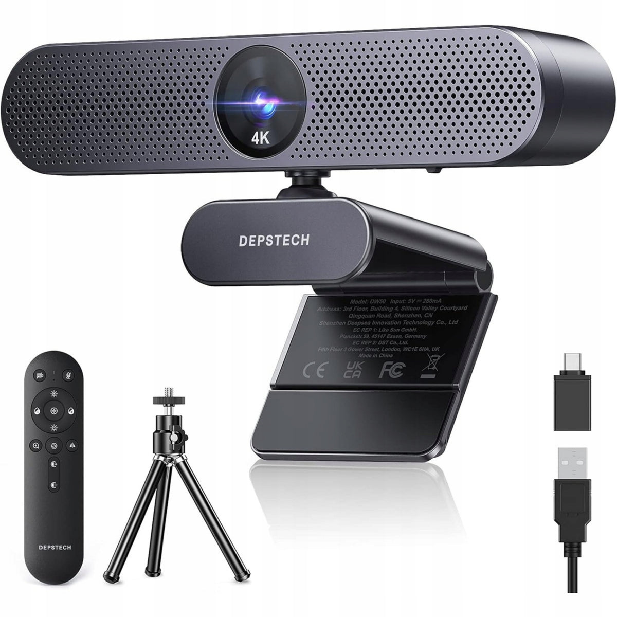 4K Webcam DEPSTECH DW50 Pro Remote Control Zoom Autofocus Tripod Packaging status original