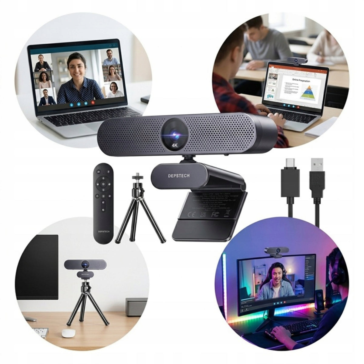 4K Webcam DEPSTECH DW50 Pro Remote Control Zoom Autofocus Tripod