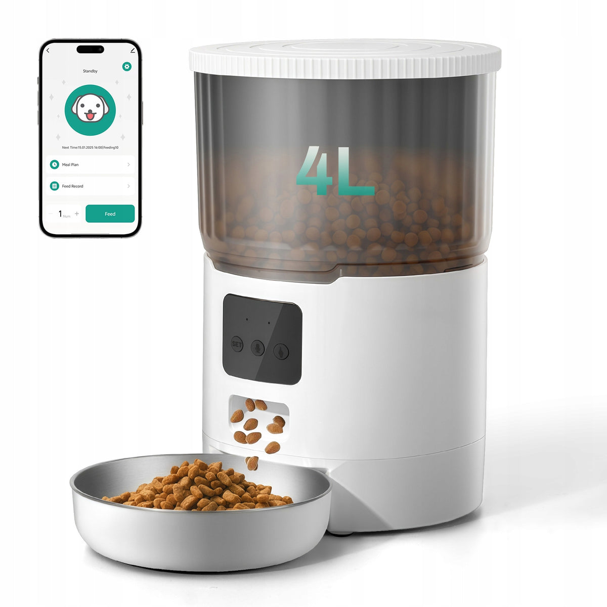 4L Automatic Cat Feeder Pet Food Dispenser Precise Timer Feeding Schedule