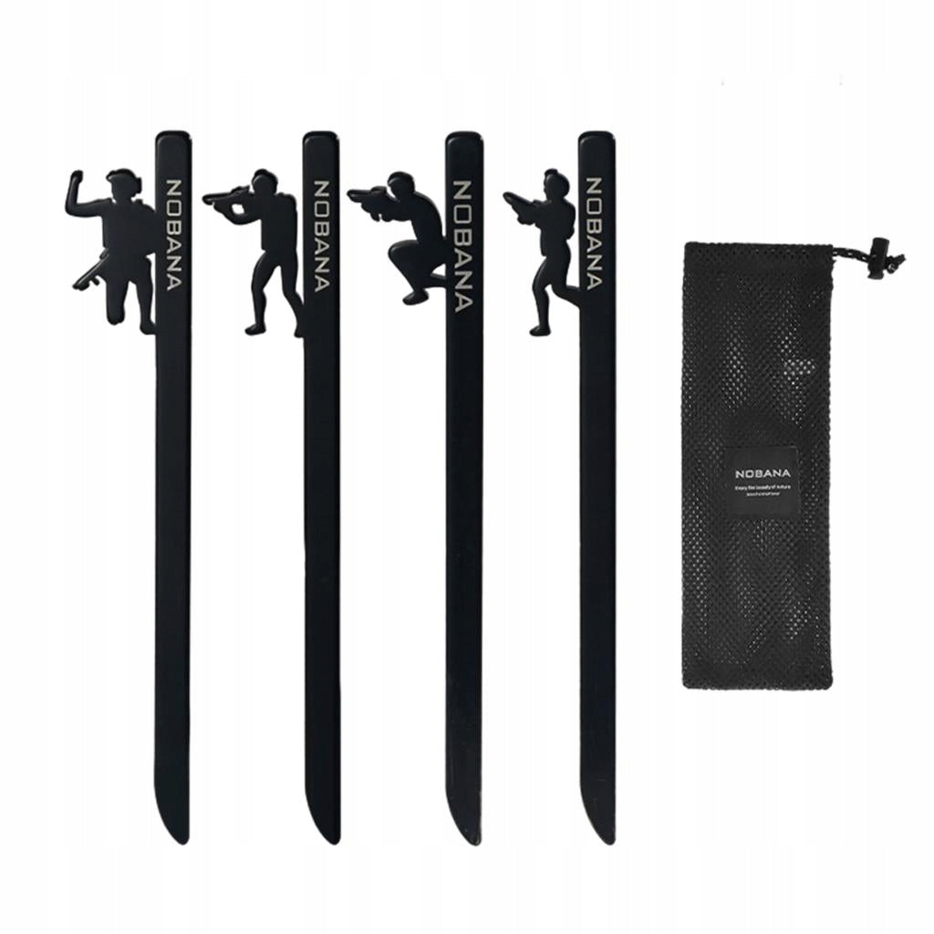 4Pcs Tent Nails Stakes Sand Ground Canopy Rope for Camping Tent black Packaging status original