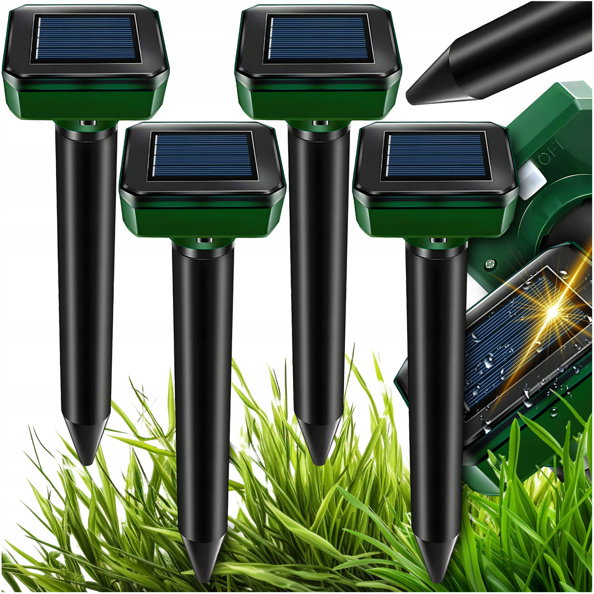 4X STRONG MOLE REPELLENT VOLES MICE MARTENS SOLAR RODENTS 3400m²