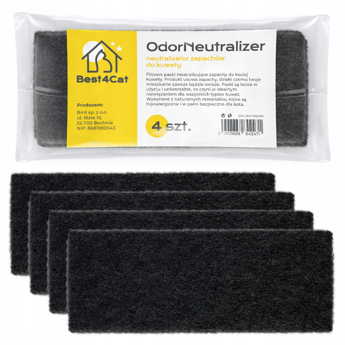 4x FILTER ODOR NAUTRALIZER FOR CAT LITTER BOX