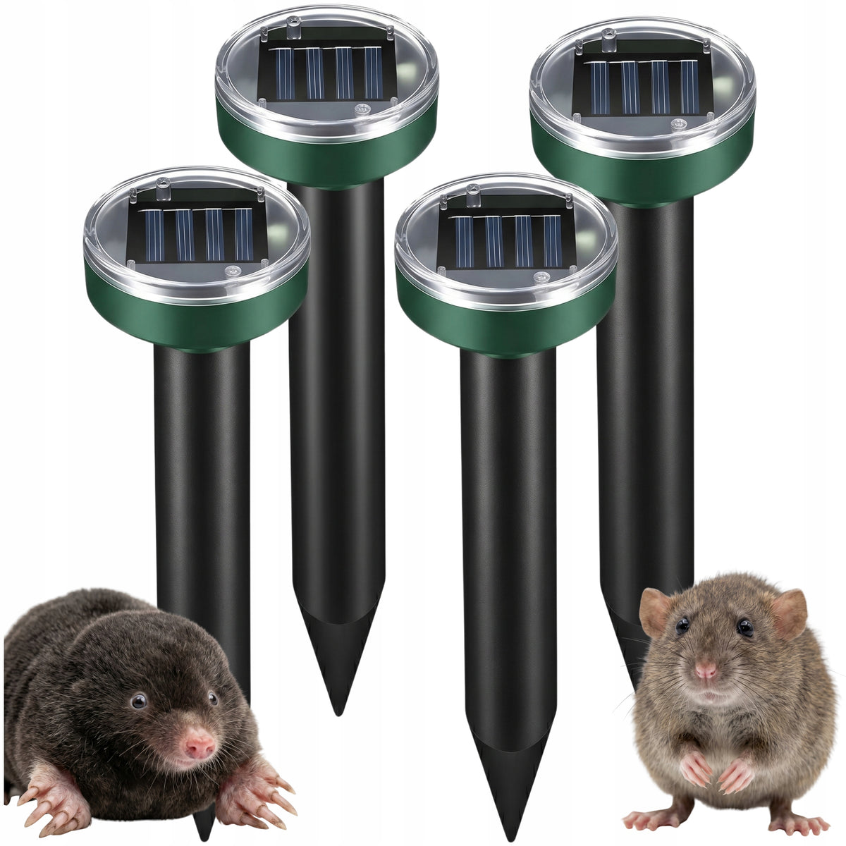4x MOUSE MOLE REPELLENT RODENTS SOLAR POWERFUL MOLE REPELLENT