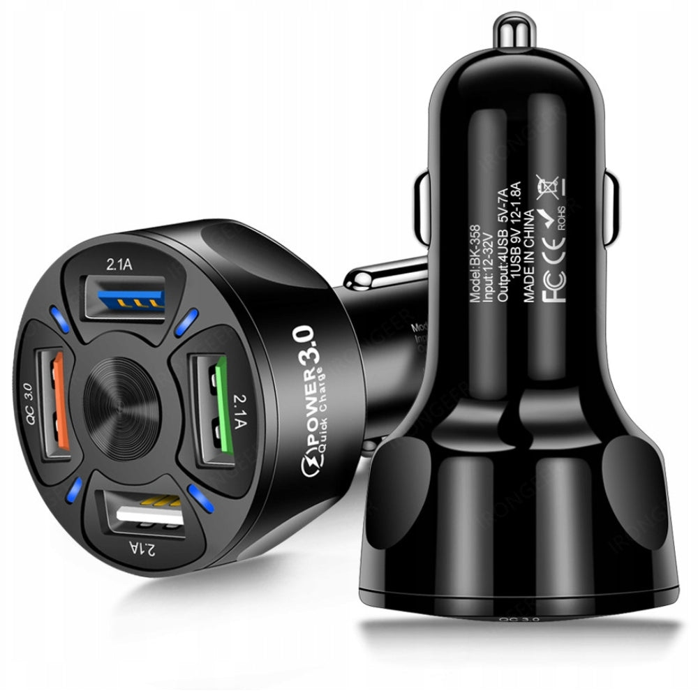 4x USB 3A QC3.0 CAR CHARGER FAST CHARGING LED