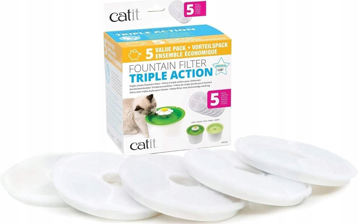 5 PIECES CAT FOUNTAIN FILTERS TO REMOVE PET ODORS
