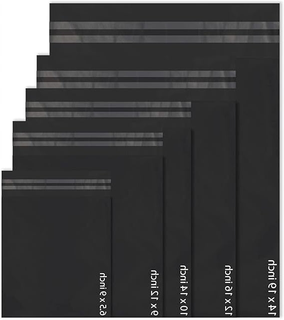 50 BLACK SHIPPING BAGS 5 SIZES SELF ADHESIVE