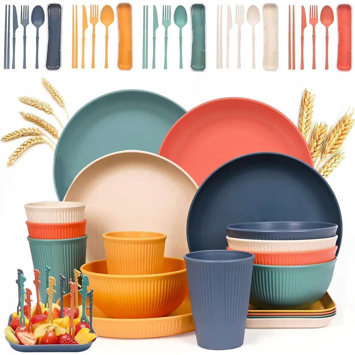 52-Piece Polypropylene Camping Utensil Set for 5 People Packaging status original
