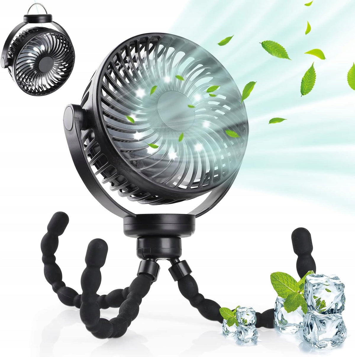 5200MAH LED 360° PORTABLE FAN FOR OFFICE TENT TROLLEY