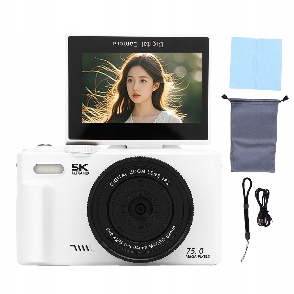5K Digital Camera, WiFi Camera 3,0 Inch 180 Degree Flip Screen and Penalties