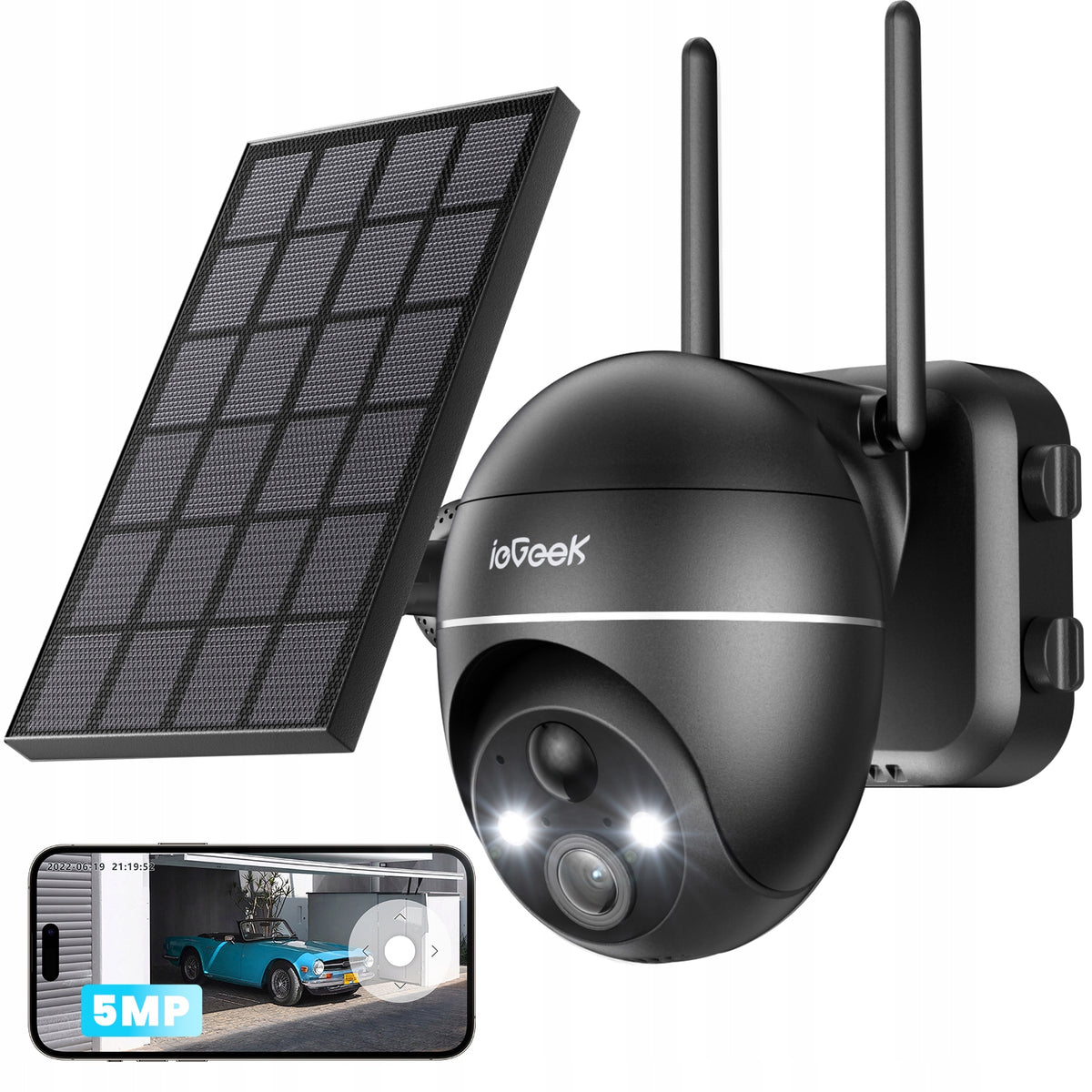 5MPX Outdoor Solar Camera Wireless BATTERY Rotating Monitoring Packaging status original