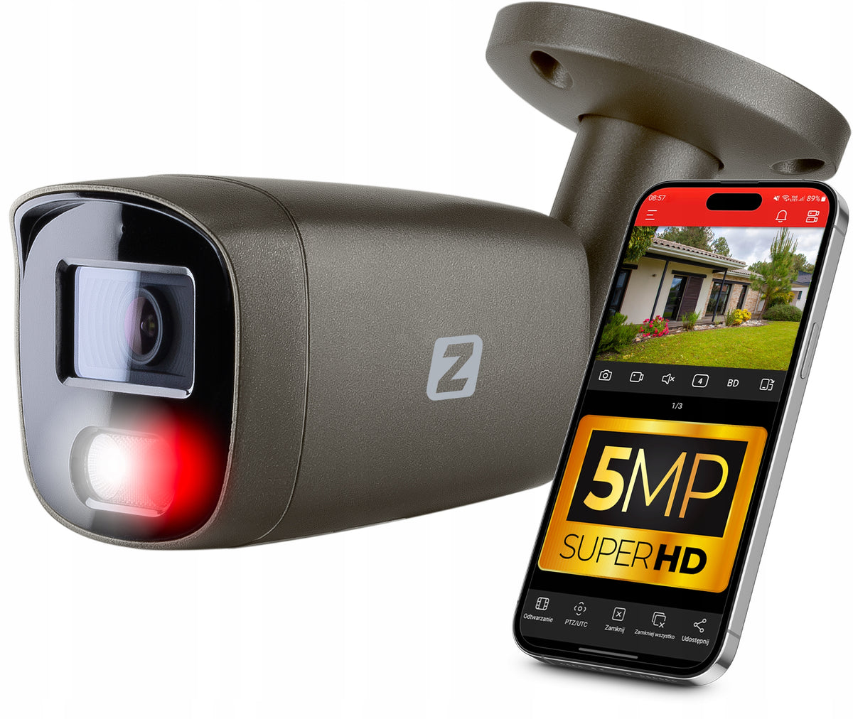 5MPx Outdoor PoE IP Camera | Dual Light | Audio | Detection | IP67| Grey