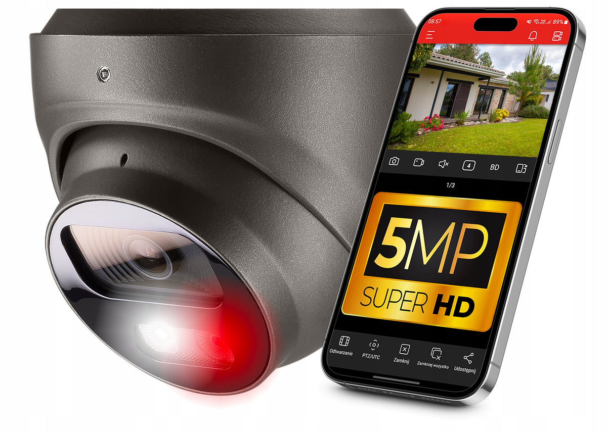 5MPx PoE Monitoring IP Camera 2.8mm + AUDIO, IP67 Dome Grey