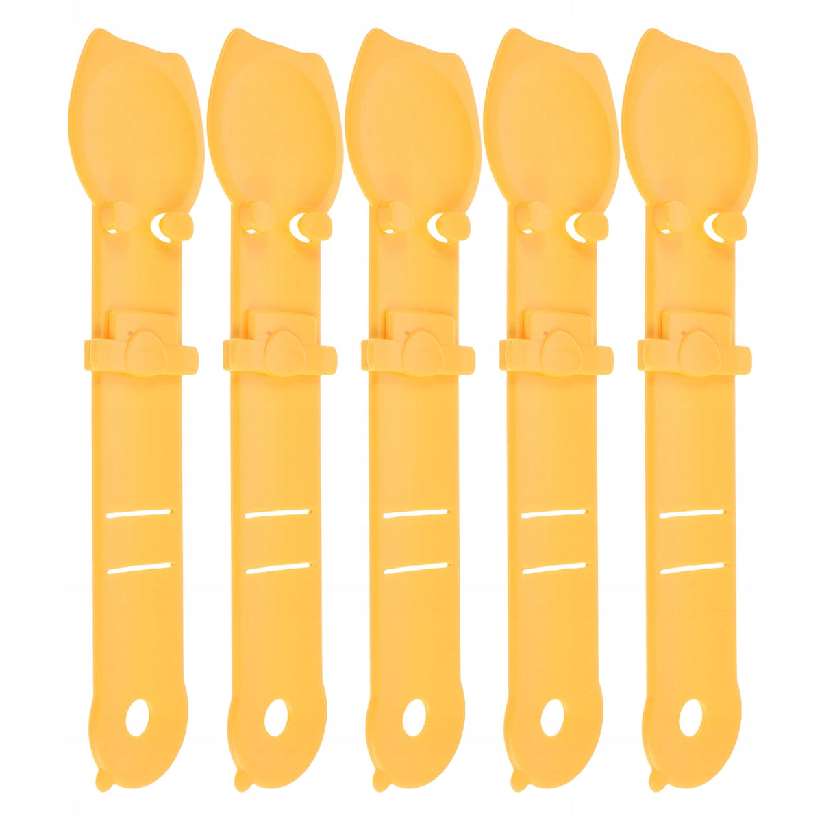 5Pcs Yellow Plastic Cat Treat Spoon with Precise Squeeze Feeder