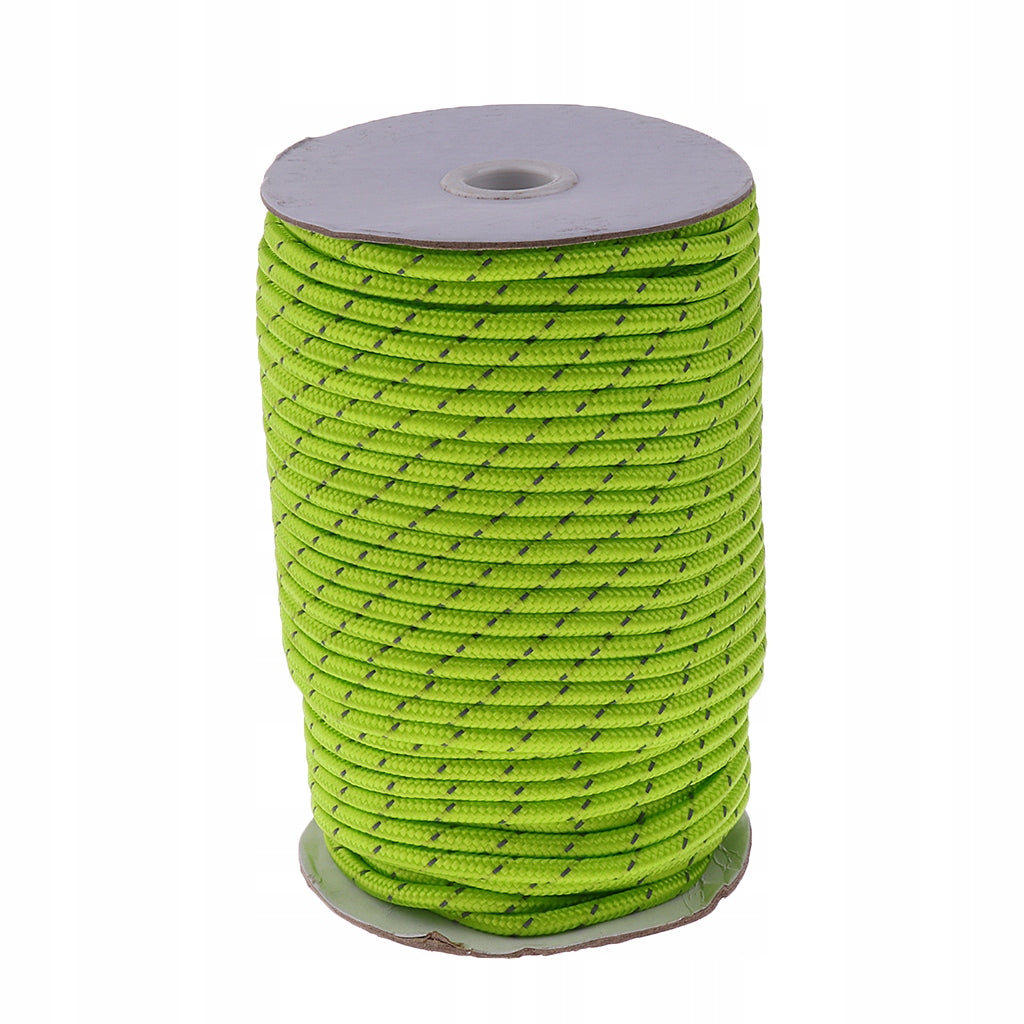5mm 50m Reflective Guyline Camping Tent Rope Guy Line Cord Paracord Green