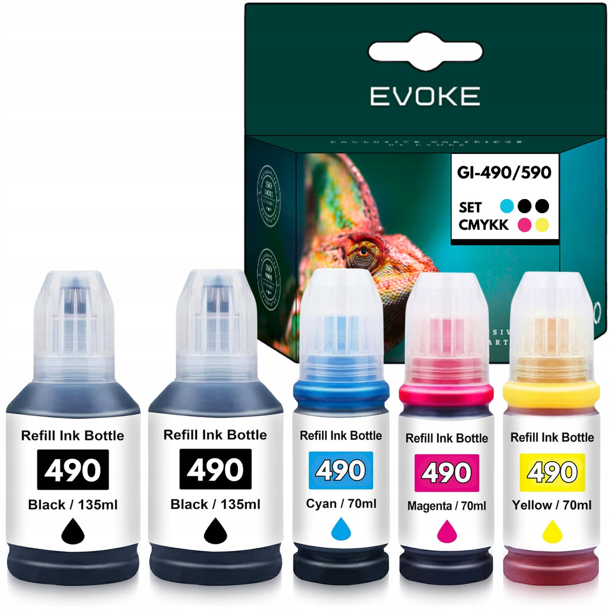 5x Canon GI-490 XL Printer Ink | 2x Black + Color Set | GI490