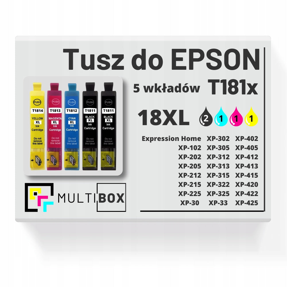 5x NEW 18XL T181 ink cartridge for EPSON Expression Home XP-302 XP-325 XP-412