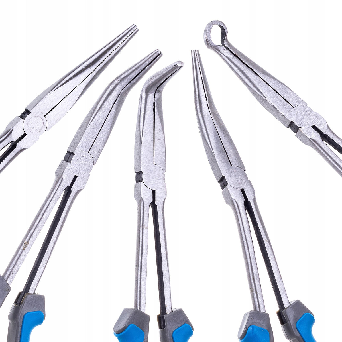 5x PLIERS LONG BENT STRAIGHT 280mm + Case Packaging status original