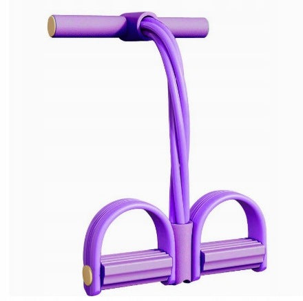 6-TUBE LEG EXERCISE PULLER WITH PEDALS YOGA ELASTIC ROPE-PURPLE