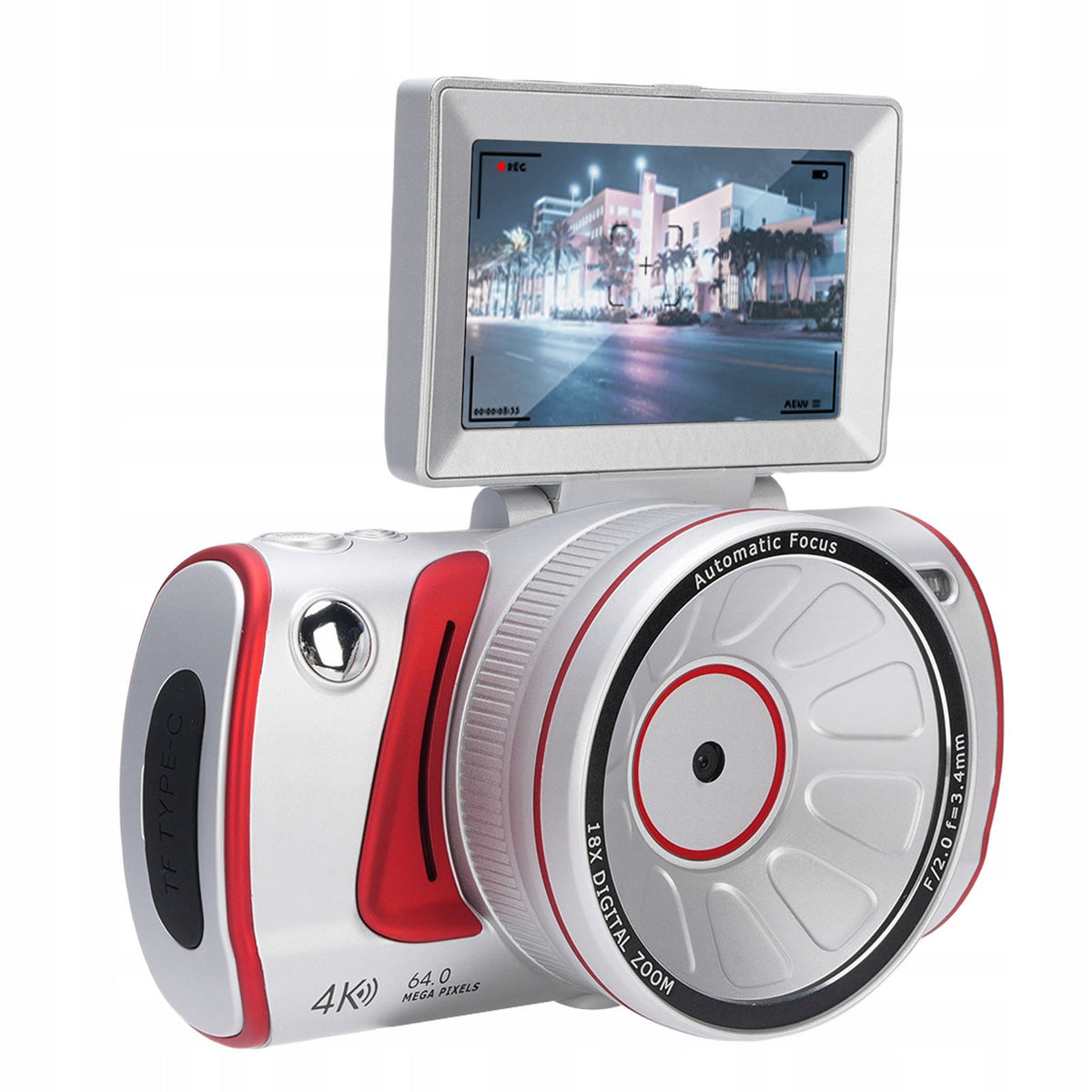 64MP 4K 18x Zoom WiFi Digital Camera 3 Inch Anti UR Flap Screen