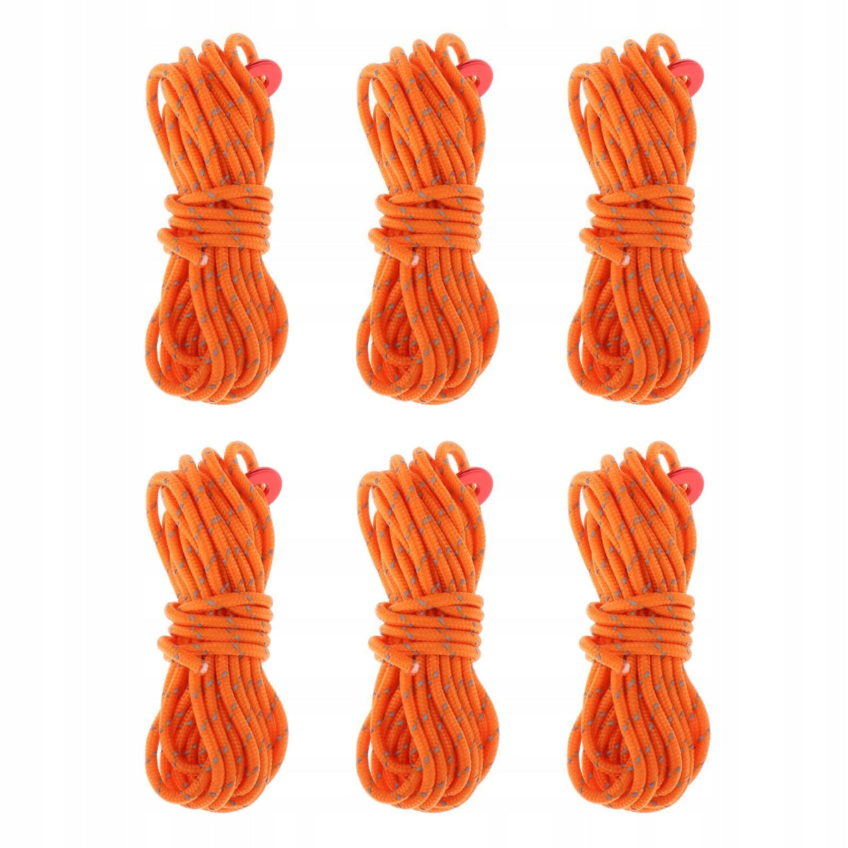 6Pcs 4mm Tent Guy Line Rope Cord Nylon Paracord with Adjuster Orange