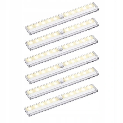 6x Self-Adhesive LED Light with Under Cabinet Battery Motion Sensor