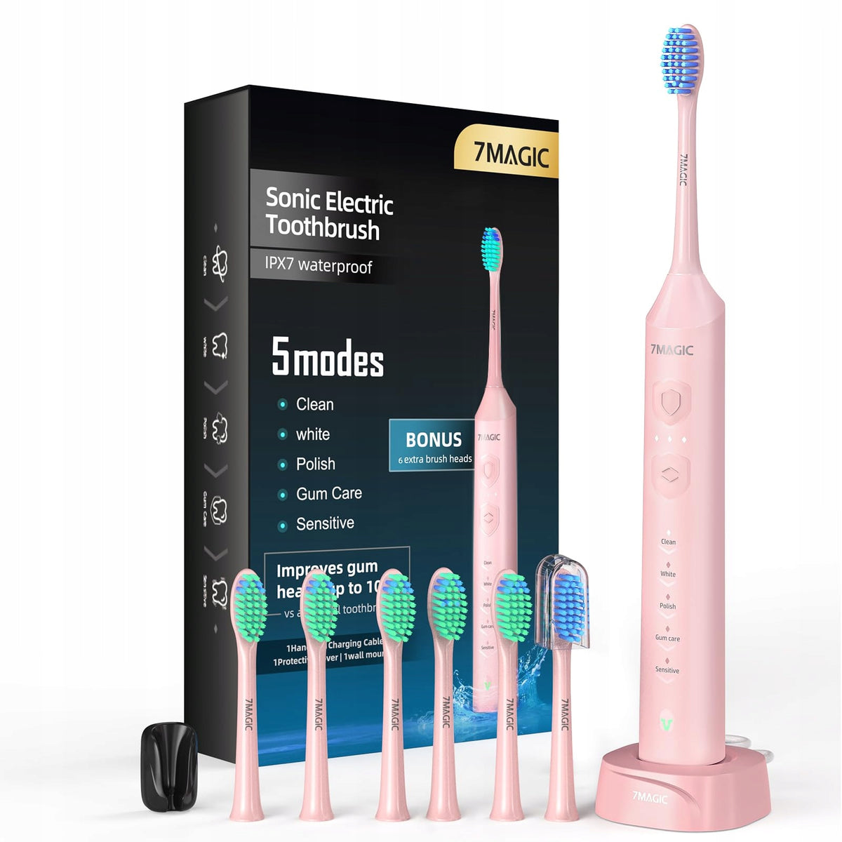 7MAGIC Sonic Toothbrush 3 Intensity 5 Modes 90 Days Charging