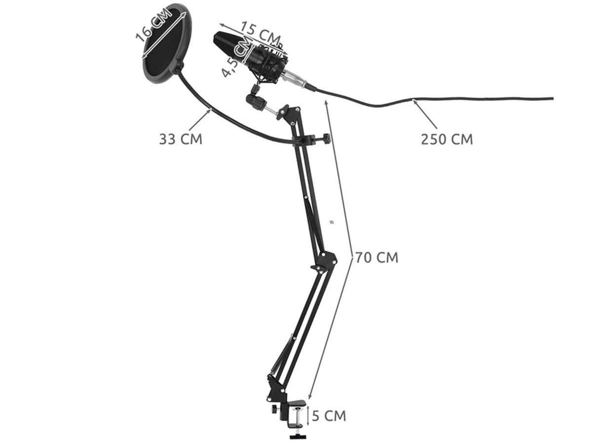 7in1 Set Professional Condenser Microphone Studio Tripod Pop Filter Manufacturer code 601966407