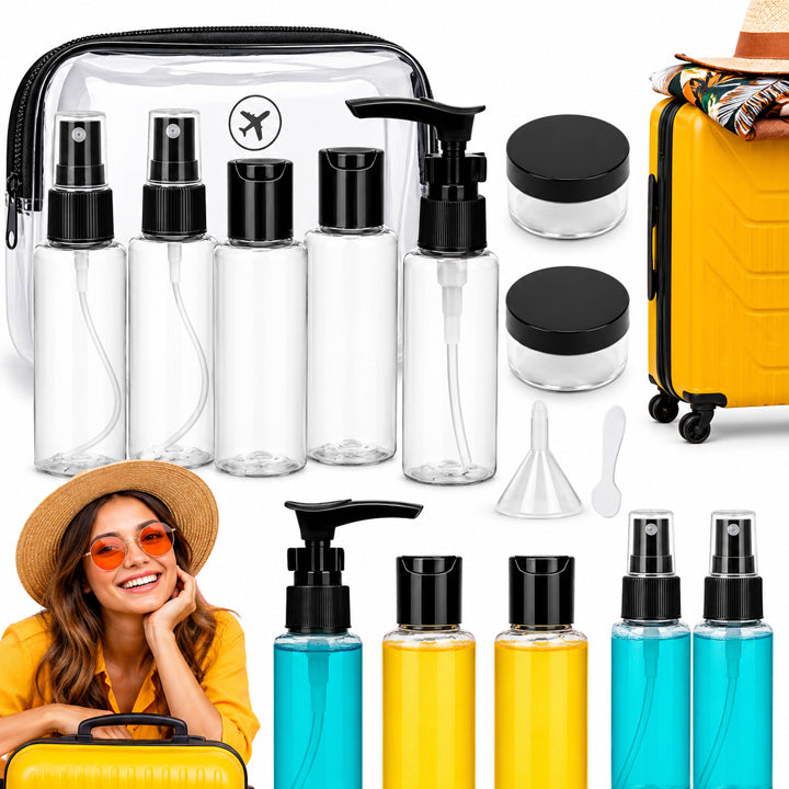 7in1 TRAVEL BOTTLES CONTAINERS FOR AIRPLANE COSMETICS TRAVEL COSMETIC BAG